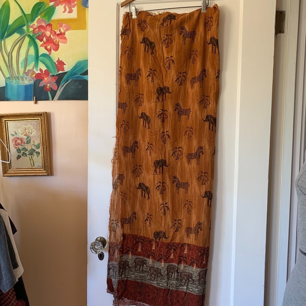 Animal Safari Print Rayon Fabric Cut Piece Panel 68" Wide x 49" Long